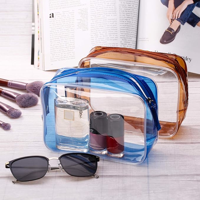 5 Pack Clear PVC Zippered Toiletry Carry Pouch Portable Cosmetic Makeup Bag for Vacation, Bathroom and Organizing - Image 6
