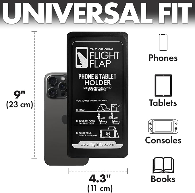 Airplane Phone Holder - Foldable Phone Stand for Plane Travel | Aluminum Build, 9 x 4.3 in. Matte Black Finish, Tabletop Mount Desk, Plane Tray Seat back, Treadmill, Fits iPhone Cell Phone - Image 6