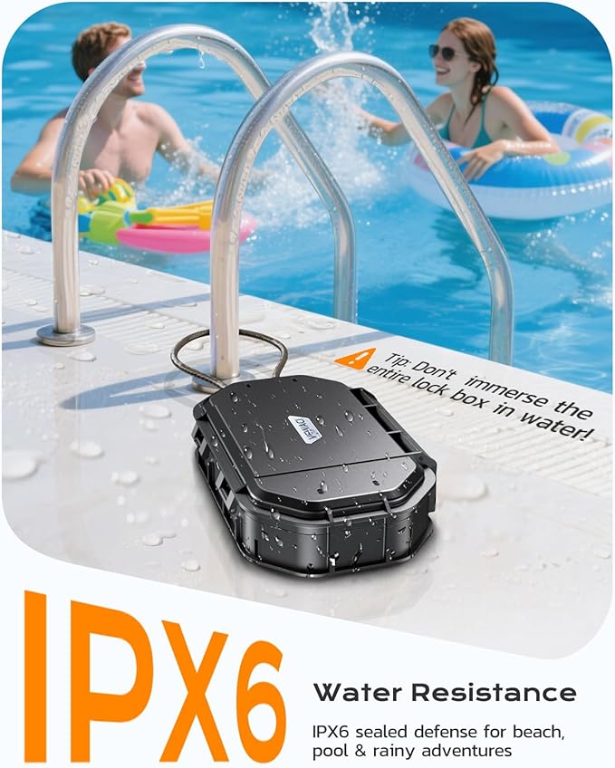 Portable Travel Safe Lock Box Waterproof & Durable, 4-Digit Combination Anti-Theft Personal Beach Safe with Removable Steel Cable, Small Security Case Lock Box for Beach/Travel/Hotel/Dorm - Image 3