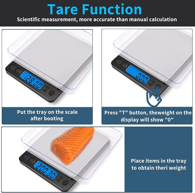 Small Digital Gram Scale 1000g by 0.01g, MEIYA High Accuracy Scale for Food Ounces and Grams, Upgrade USB Charging Kitchen Scale Digital Weight for Cooking, Baking, with Tare Function, 9 Units, 2 Tray - Image 4