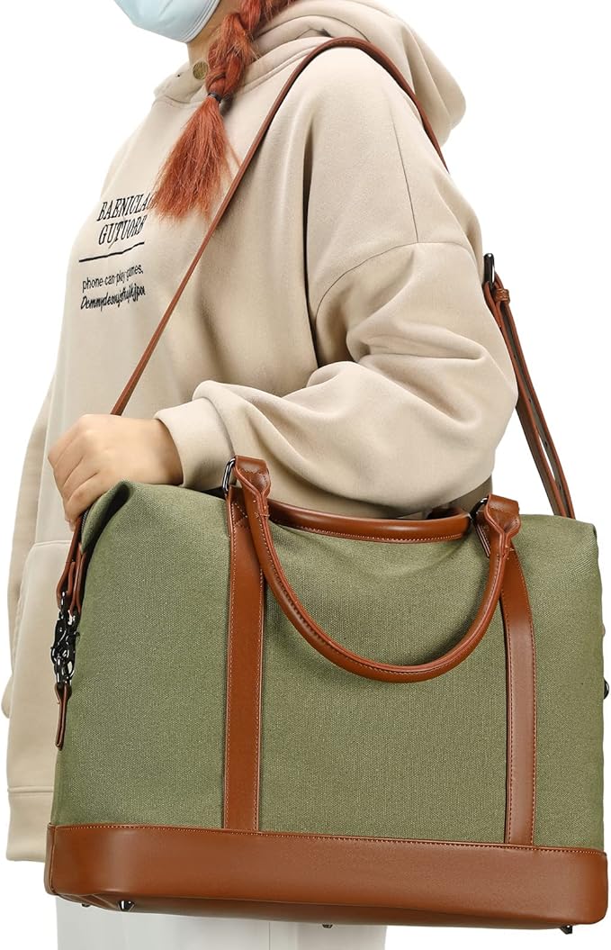 Bluboon Travel Tote Bags with Zipper Ladies Canvas Bag Weekender Overnight Bag for Women Carry on Duffel Bag Trolley Sleeve - Image 7