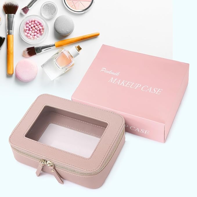 Pinkmik Clear Makeup Bag, (Pink, M) | Waterproof, Travel Cosmetics and Toiletries Case, Portable Makeup Organizer, Clear Car Bag with Zipper - Image 8
