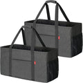 LHZK 2 Pack Extra Large Utility Tote Bag with Metal Wire Frame and the Sides Rinforced, Extra Large Tote Bag with Handle for Pool Beach Laundry Storage (Grey) by LHZK