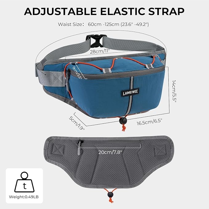 Fanny Pack for Women Men, Water-Resistant Travel Waist Pack with RFID Blocking, Wide Opening Crossbody Belt Bag for Phone, Passport, Small Hip Pack for Running, Hiking, Workout（Blue） - Image 6