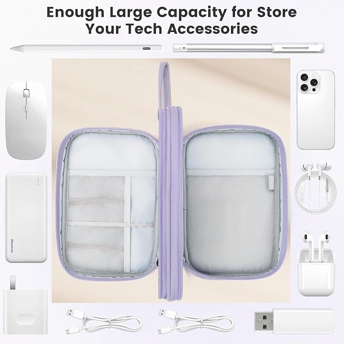Skycase Tech Pouch - Lightweight Electronics Organizer Travel Case - Double Layers Cable Organizer - All-in-One Storage Bag for Charger, Cord, Phone, Flash Drive, Essentials - XL - Image 3