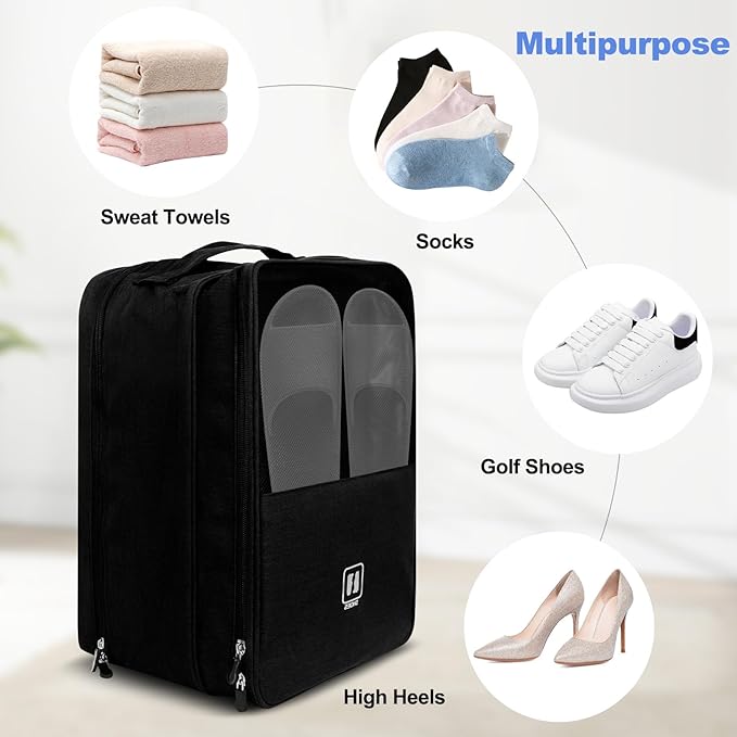 Travel Shoe Bag,Holds 3 Pairs of Shoes, for Travel&Daily Use | Large Capacity Shoe Bags for Travel,Golf Shoe Bag,Portable Dance Shoe Storage Pouch,Sneaker Storage Bag ,Black - Image 6