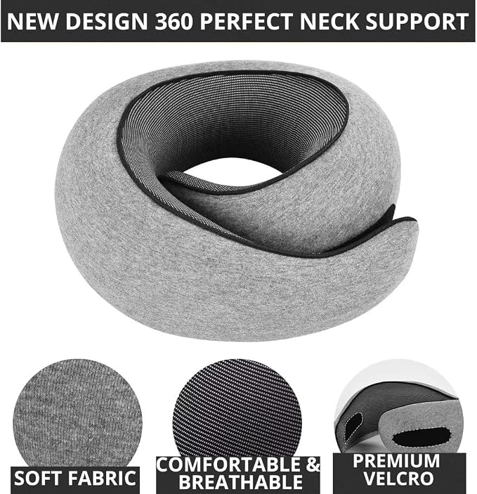 Neck Pillow | Compact Travel Pillows for Airplanes, Car Trips and Home Comfort| Foldable Memory Foam Neck Support | Size Adjustable for Adults and Kids | Lightweight (0.60 Pounds) and U-Shape Design - Image 9