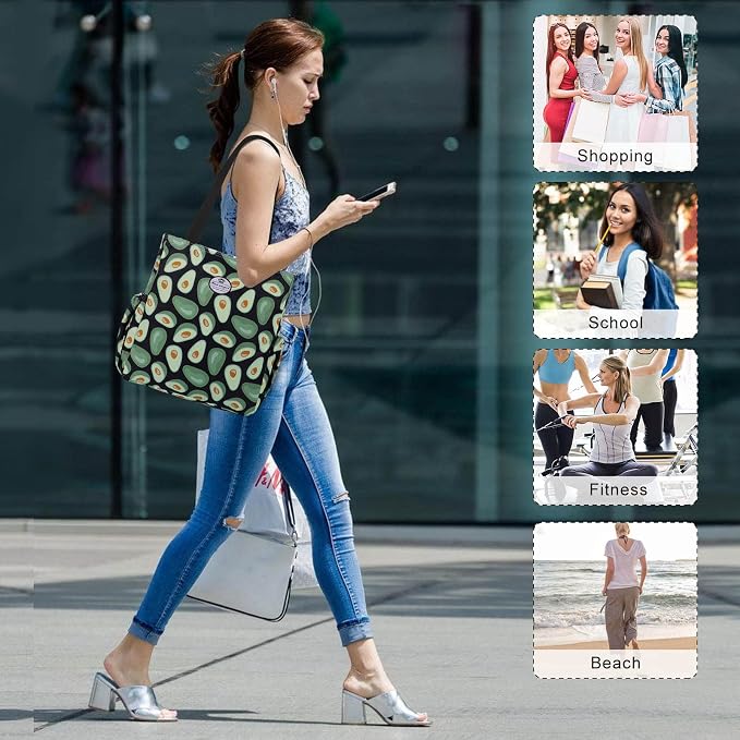 HUA ANGEL Floral Tote Bag - Casual Shoulder Bag Daily Tote Bag with Zipper Gym Travel Shopping Work Handbag for Women - Image 7