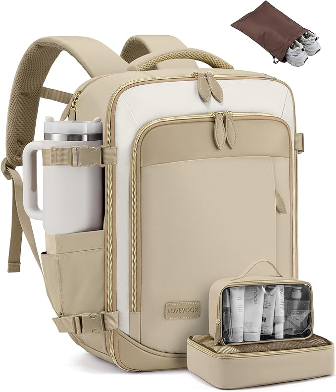 LOVEVOOK Travel Backpack for Women Men, 40L Carry On Backpack with 3 Packing Cubes,TSA Personal Item Travel Bag Airline Approved, Water Resistant Weekender Overnight Luggage Daypack by LOVEVOOK