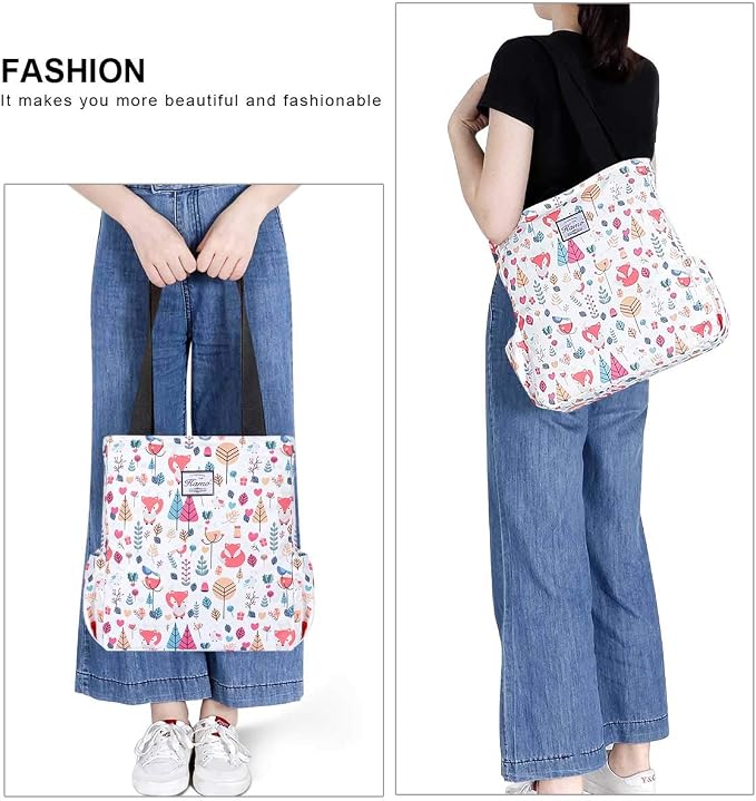 KAMO Floral Tote Bag - Waterproof Lightweight Handbags Travel Shoulder Bag for Hiking Yoga Gym Swimming Travel Beach - Image 7