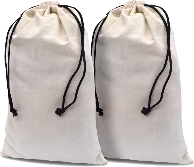 ZENPAC Cowboy Boot Bag, Beige Duster Flannel Pouch with Drawstring Closure, Washable Breathable Cotton Fabric for Shoes, Luggage, 12.5x20.5 2 Pack by Zenpac