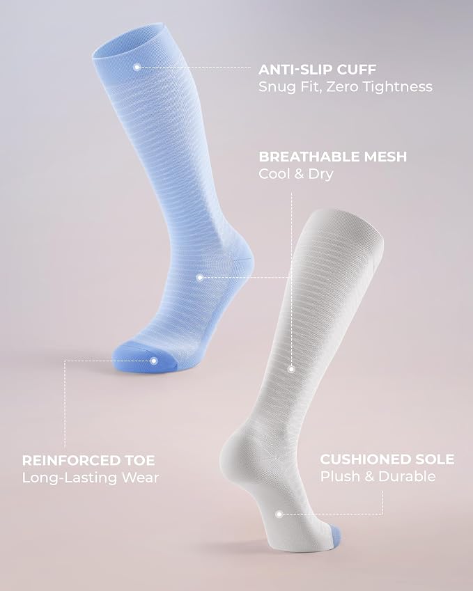 FITRELL 4 Pairs Compression Socks for Women & Men, 15-20mmHg Circulation Support for Athletic Travel Daily Wear - Image 5