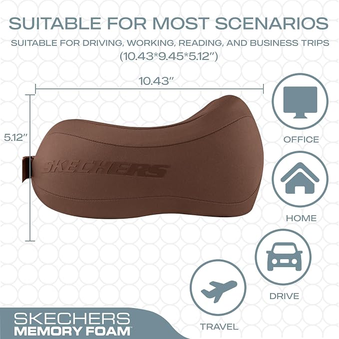 Skechers Neck Pillow for Traveling,Memory Foam Travel Neck Pillow for Airplane Travel Pillow for Flight Headrest Sleep, Portable Plane Accessories,Brown - Image 5