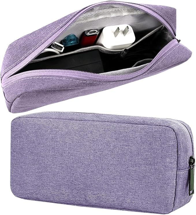 CAAORDKSO Electronics Organizer Travel Case, Water Resistant Cable Organizer Bag for Cable, Cord, Charger, Phone, Power Bank, Earphone, Electronics Accessories (Big-Purple) by Unknown