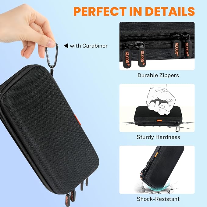 Double-Layer Hard Shell Electronics Organizer Travel Case | Shockproof Hard Shell Carrying Case,Portable Tech Accessories Zipper Bag for Cord, Cable, Charger, Phone, Power Bank & USB - Image 4