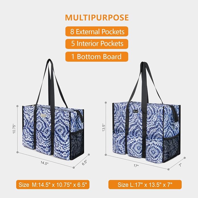 TOPDesign Utility Water Resistant Tote Bag with 13 Pockets, Top Zipper Closure & Thick Bottom Support, for Working Women - Image 2