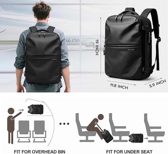 BANGE Travel Backpack with Vacuum Pocket and TSA lock version can hold 15.6 inch Laptop suitable Overnight Flight Approved Anti-theft Bag - Image 2