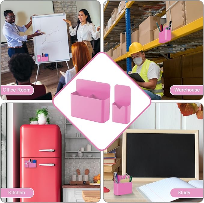 KITANIS Magnetic Pen Holder,2 Pack Magnetic Dry Erase Marker Holder with Generous Compartments,Strong Magnet Storage Marker Pen Pencil Organizer for Refrigerator,Whiteboard,Locker Accessories - Image 7