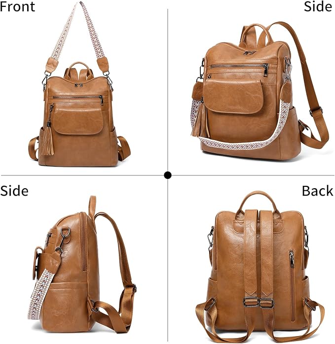 GAEKEAO Backpack Purse for Women PU Leather Anti-theft Backpack Ladies Convertible Large Travel Designer Fashion Shoulder Bag - Image 6