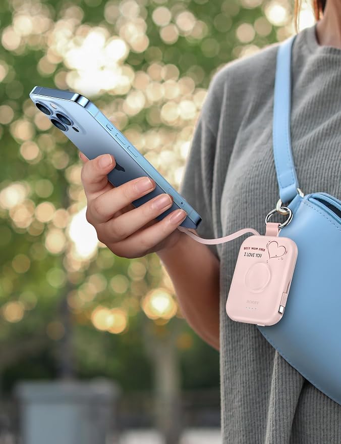 RORRY CharmGo Portable Charger, 5000mAh Portable Charger Power Bank | Built-in Cables,Travel Keychain Battery Pack Essentions for Apple Watch 1~11 Series/Ultra/SE & iPhone Air/17/16/15/14/13/12 - Image 5