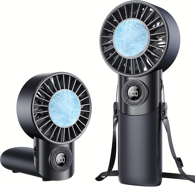 Portable Handheld Fan with Semiconductor Ice Cooling, 5 Seconds Cool Down | 4000mAh Handheld Fan/Table Fan/Neck fan 3 In 1, Rechargeable 10500 RPM Turbo cooling fan for Outdoor,Office,Camping,Travel by Eastfox