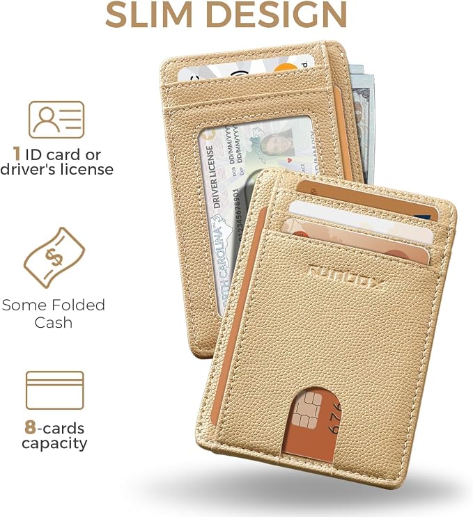 RUNBOX Slim Wallet for Men and Women, RFID Blocking Leather Card Holder | Minimalist 8-slot design fits IDs and credit cards in a thin profile for front pockets, purses, pants and travel - Image 4