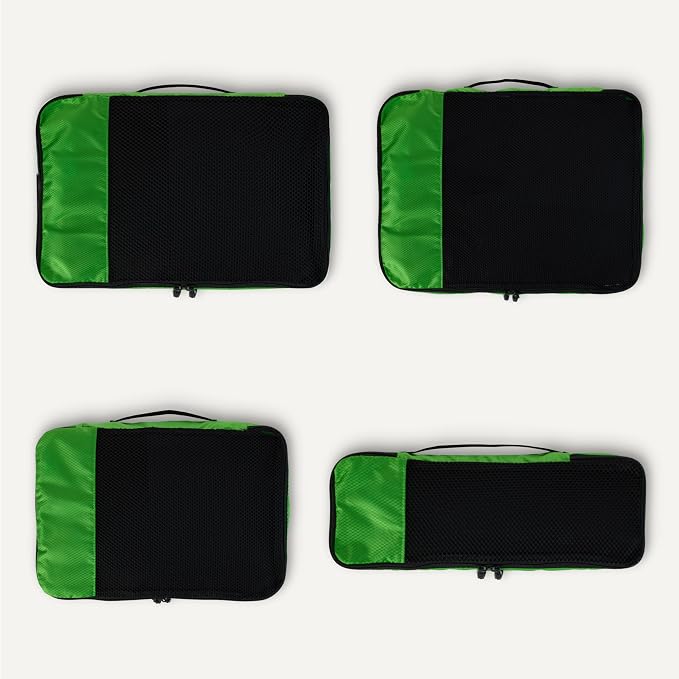 Amazon Essentials 4-Piece Packing Cubes Travel Accessories Set, Luggage Organizer with Double Zipper, Mesh Top, Space-Saving for Suitcases, Small/Medium/Large/Slim, Green (Previously Amazon Basics) - Image 5