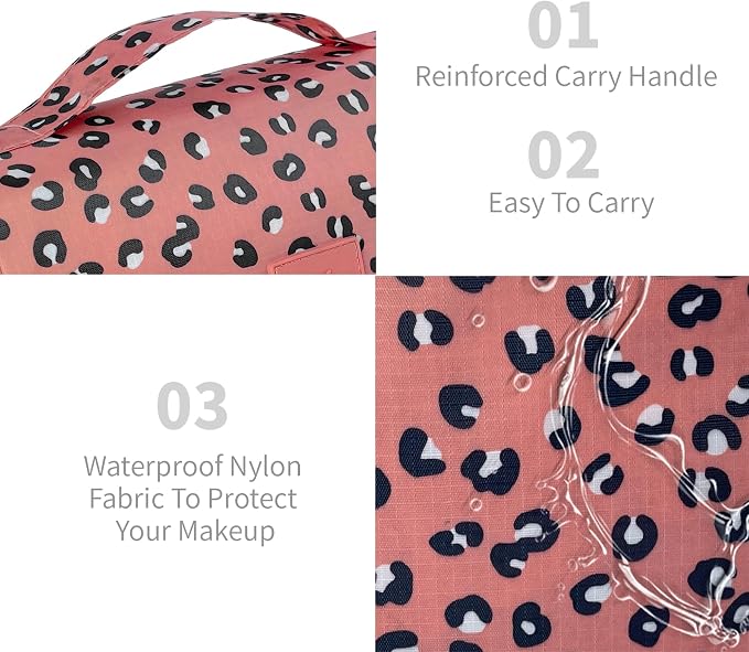 Lcsmaokin Large Capacity Toiletry Bag Travel Bag with Hanging Hook for Men and Women Waterproof Travel Cosmetic Bag Bathroom Storage Bag for Brushes Set,Full-Sized Shampoo,Accessories-Navy Flamingo - Image 5
