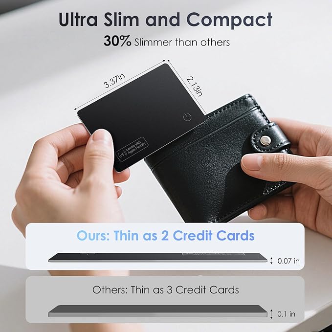 Wallet Tracker Card 2 Pack - Compatible with Apple Find My iOS Only, Bluetooth Tracker, 0.08in Slim, IP68 Waterproof, Item Locator for Luggage, Passports, Purse, Gift for Men Women - Image 4