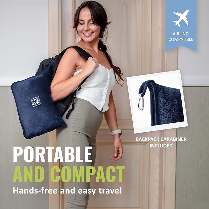 Soft & Warm Travel Blanket for Airplane & Car - Long Flight Essential for Women, Men, Kids - Compact Pillow with Luggage Sleeve & Backpack Clip - Image 3