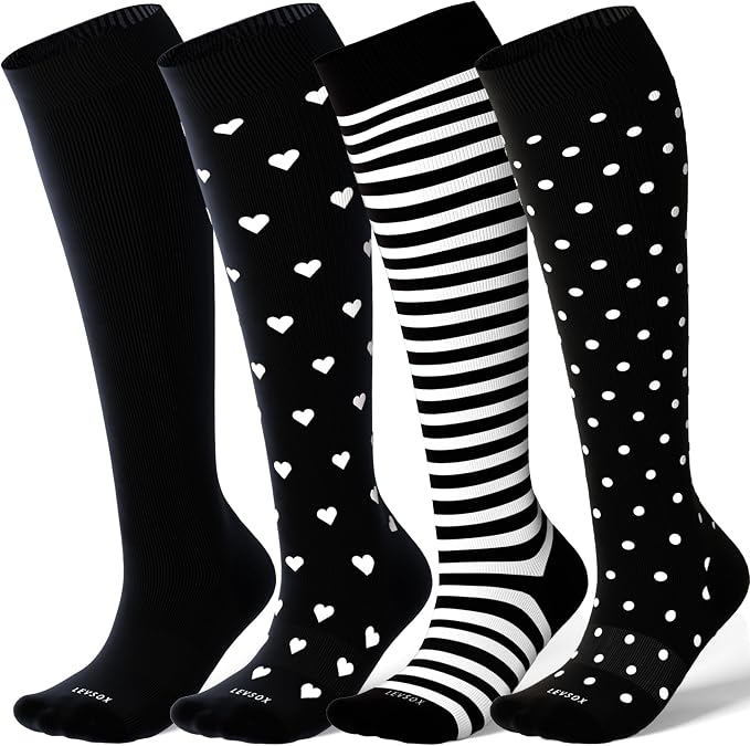 LEVSOX Viscose Made from Bamboo Compression Socks for Pregnant Women 20-30 mmHg Knee High Cute Mens Supports Socks for Travel by Levsox