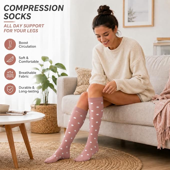 4 Pairs Compression Socks for Women Circulation-Best Support for Nurses,Running,Athletic,Travel - Image 4
