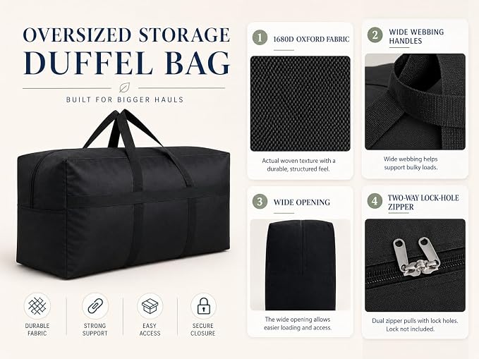 YiKitHom Extra Large Storage Duffle Bag for Travel, Blue Oversized Giant Big Traveling Duffle Bag - Image 4