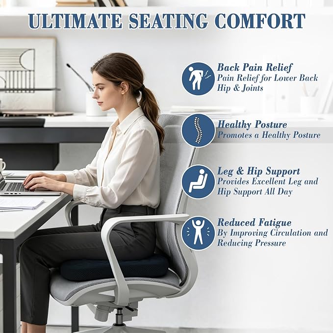 Cooling Gel Enhanced Memory Foam Seat Cushion, Desk Chair Seat Cushion, Office Chair Cushions, Foldable Portable, Back Sciatica Coccyx Tailbone Pain Relief, Driving Car Airplane Wheelchair Bleachers - Image 6