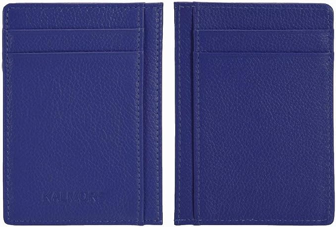 KALMORE womens Credit Holder Genuine Leather Slim Minimalist Card Case Wallet, Black With Id Window - Image 6