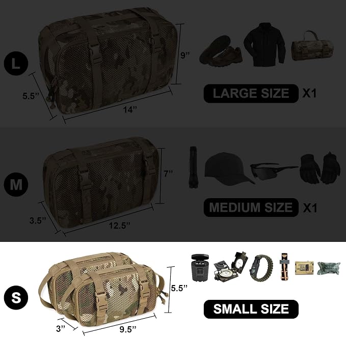 4 Set Tactical Packing Cubes ，Compressible Mesh Duffle Storage Bag,Portable Edc Molle Pouch Organizer. - Image 4