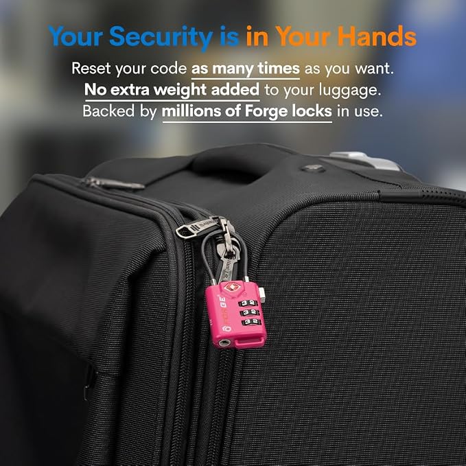 TSA Approved Cable Luggage Locks, Re-settable Combination with Alloy Body - Image 9