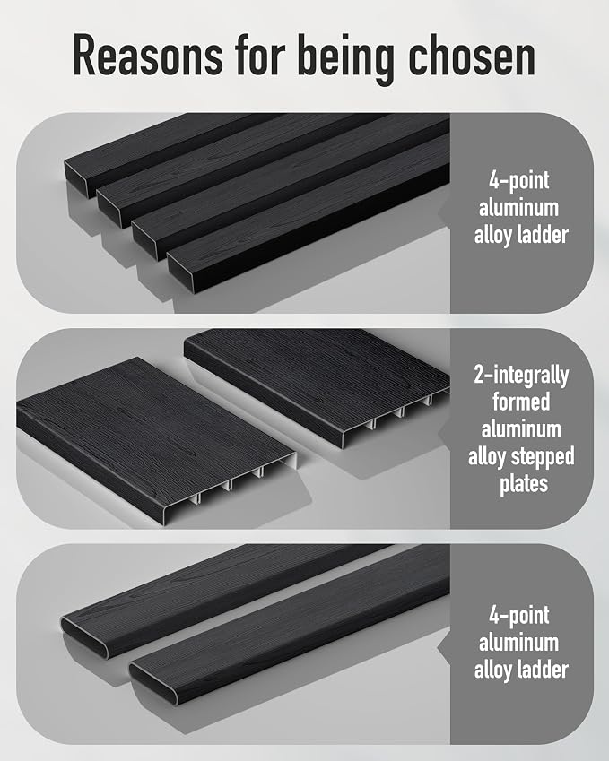 Mayi Plus 2 Step Stool Foldable, Aluminum, Lightweight Step Ladder | Extra-wide anti-slip folding steps with 330 lbs, for home,kitchen,office,outdoor,Ebony woodgrain - Image 4