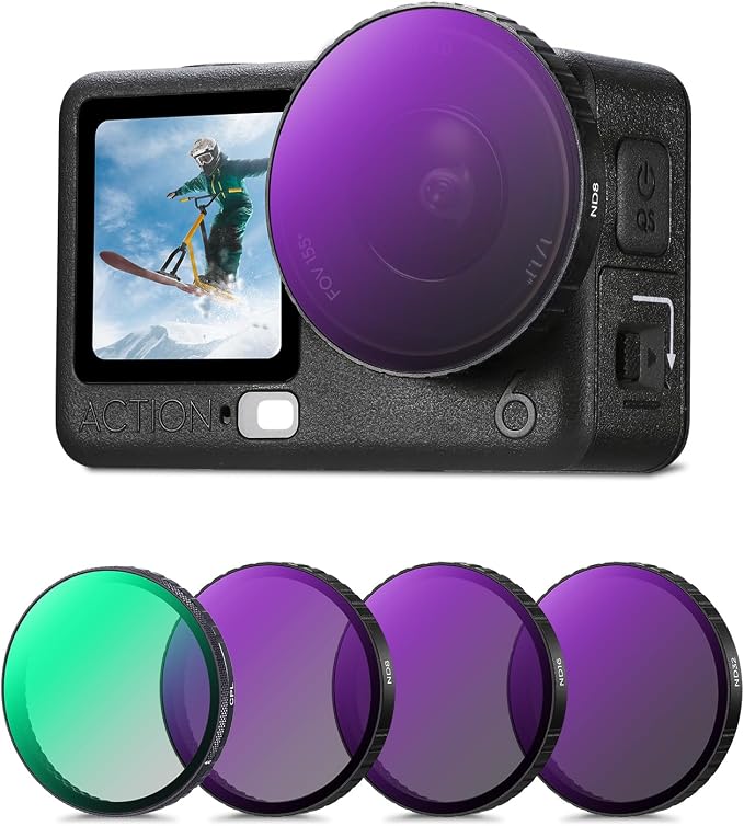 K&F CONCEPT Snap On CPL ND Filter Kit Compatible with DJI Osmo Action 6 | 4 Pack CPL ND8 ND16 ND32 Neutral Density Polarizing Action 6 Filter Camera Accessories, Multicoated HD Optical Glass, FD141 by KFCONCEPT