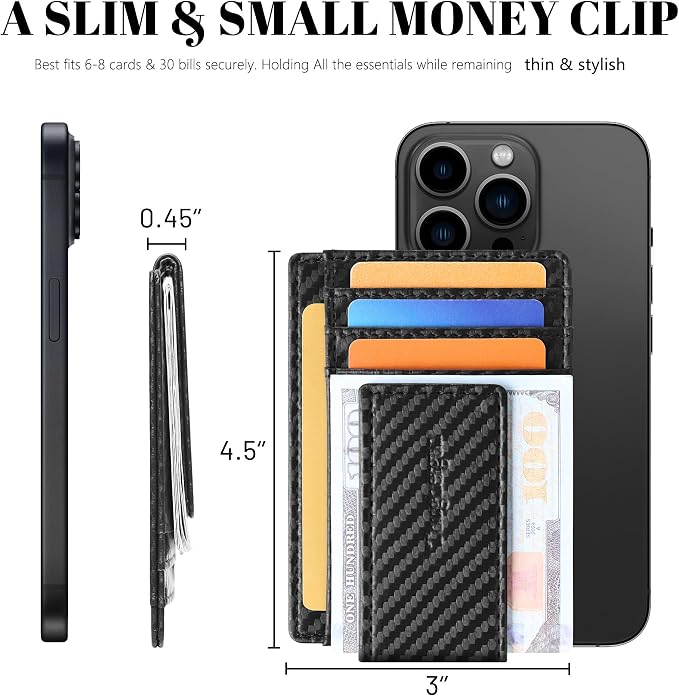 Toughergun Slim Wallet for Men RFID Blocking Money Clip, Minimalist Front Pocket Credit Card Holder, Magnetic Thin Mens Wallets with ID Window - Image 7