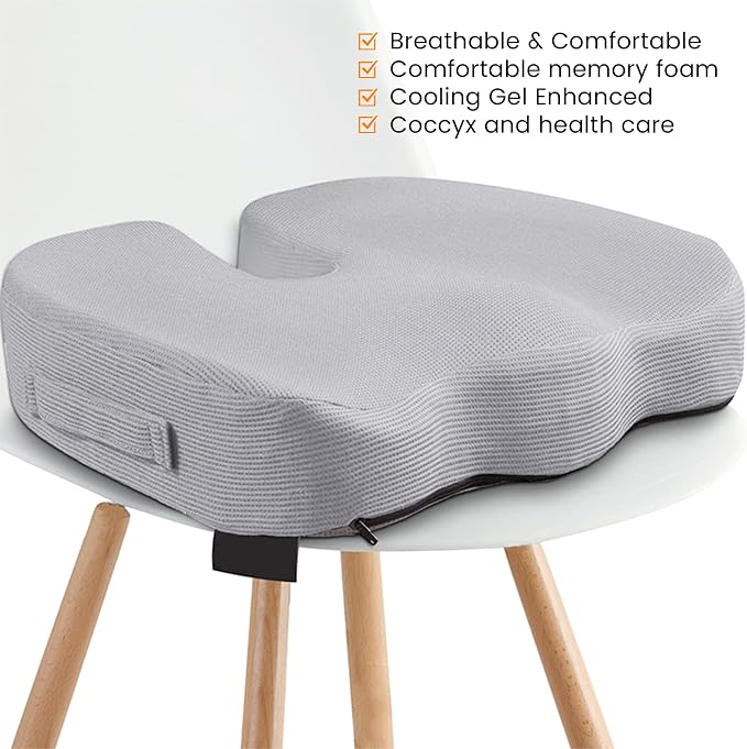 GRAND PITSTOP Gel Memory Foam Seat Cushion – Orthopedic Ergonomic Cushion for Office Chair, Car, Home & Travel – Tailbone, Sciatica & Back Pain Relief Pillow for Long Sitting Comfort - Image 8
