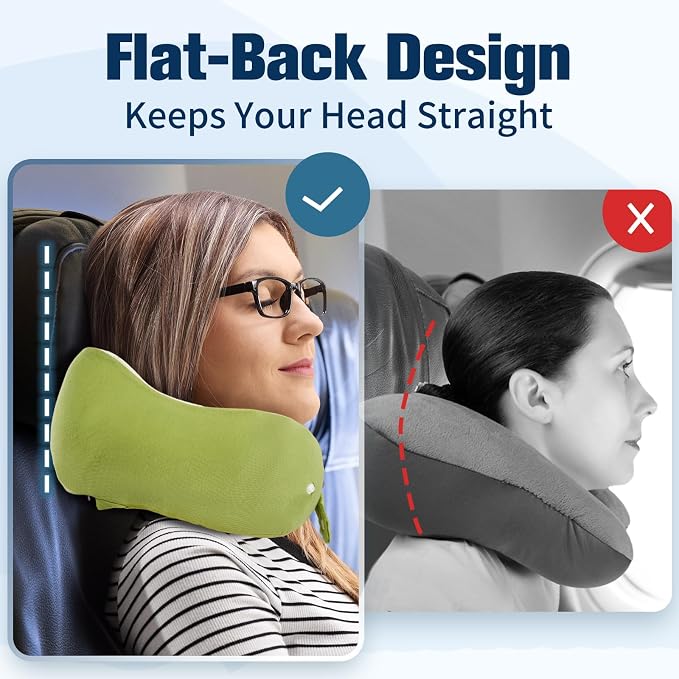 Cirorld Neck Pillow for Traveling, Travel Pillows for Airplanes,100% Pure Memory Foam Travel Neck Pillow, Adjustable Flight Pillow, Portable Plane Accessories with Eye Mask, Earplugs, Carry Bag - Image 2