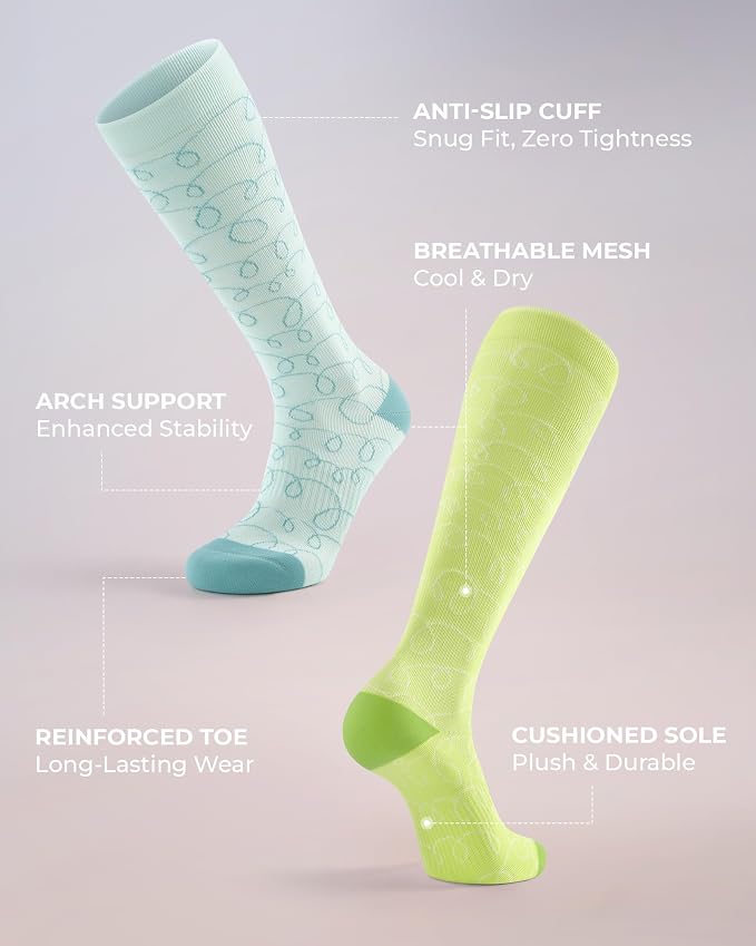 FITRELL 4 Pairs Compression Socks for Women & Men, 15-20mmHg Circulation Support for Athletic Travel Daily Wear - Image 3