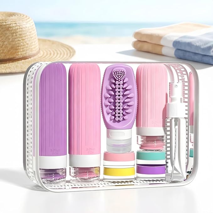 Vitog 16 Pack Travel Bottles with Soft Brush, TSA Approved Silicone Travel Containers for Toiletries, Squeezable Leak Proof Refillable Travel Accessories for Conditioner, Shampoo, Lotion & Body Wash - Image 6