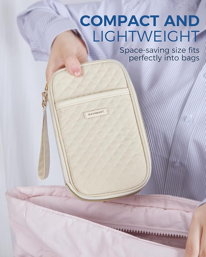 BAGSMART Cord Organizer Travel Cable Organizer Bag Tech Electronic Organizer Travel Case, Travel Essentials for Charger, Cable, Phone, Flash drive, Single Layer - Beige | Travel Essentials, Tech Organizer Pouch, Cord organizer bag for Cables, Compact T... - Image 4