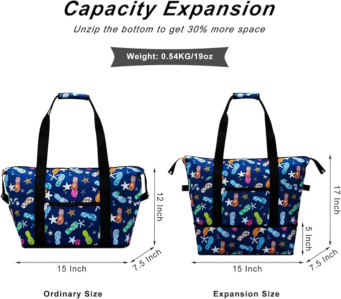 Expandable Duffel Bag for Women with Trolley Sleeve/Wet Pocket Weekender Travel Tote Large Carry On Overnight Luggage - Image 3