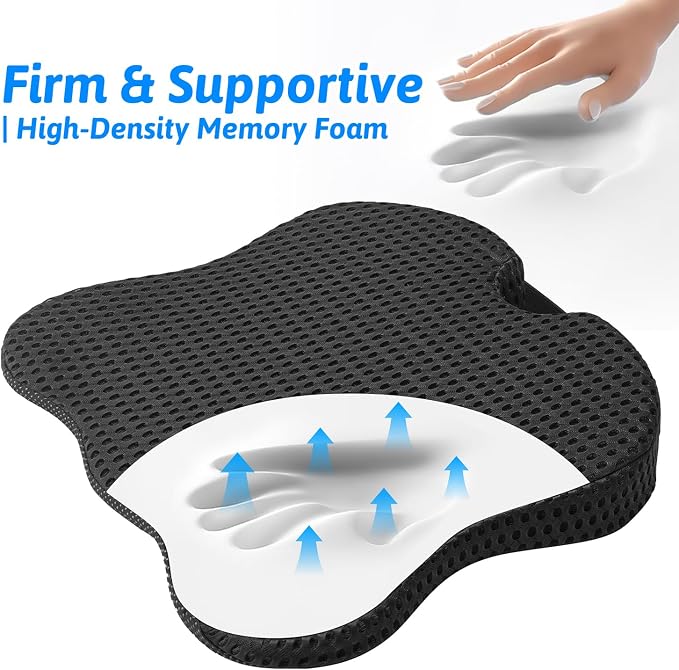 Wedge Car Seat Cushion for Better Visibility & Sciatica Pain Relief | High Density Memory Foam, Non-Slip Ergonomic Car Seat Cushion for Driving, Universal Fit for Car, SUV,Truck & Tractor - Image 4