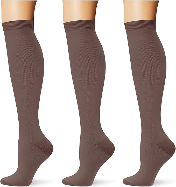 (3 pairs) Compression Socks 20-30 mmHg Long Knee High Socks for Women Men Support Athletic Travel Daily Wear by Saniripple