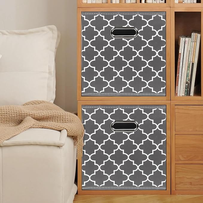 Fabric storage bins Cubes, Fabric Cube Organizer with Handle, Foldable Cube Bins for Cloth or Accessary Storage, 11x11x11, Set of 3, (Gray Light) - Image 5