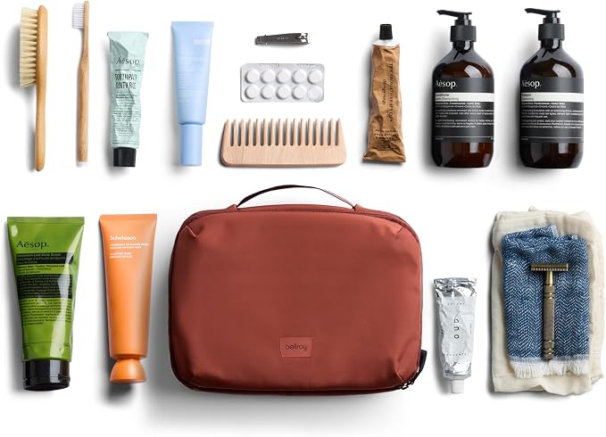 Bellroy Hanging Toiletry Kit Plus 8L, Travel Toiletry Bag - Clay | 8L travel hanging toiletry bag for your toiletries and essentials - Image 7